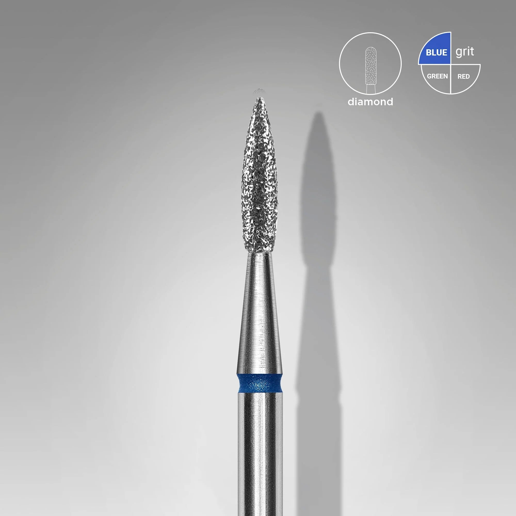 Diamond nail drill bit pointed flame blue EXPERT head diameter 1,8 mm / working part 8 mm image 0